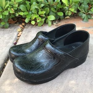 Dansko Professional Floral Embossed Tooled Clogs